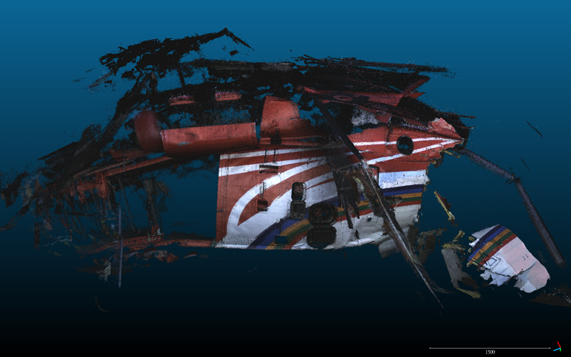 Fig 4: Applying a handheld laser scanner for 3D mapping and modeling of a helicopter wreckage